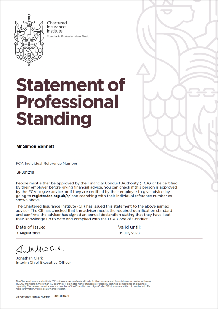 statement of professional standing